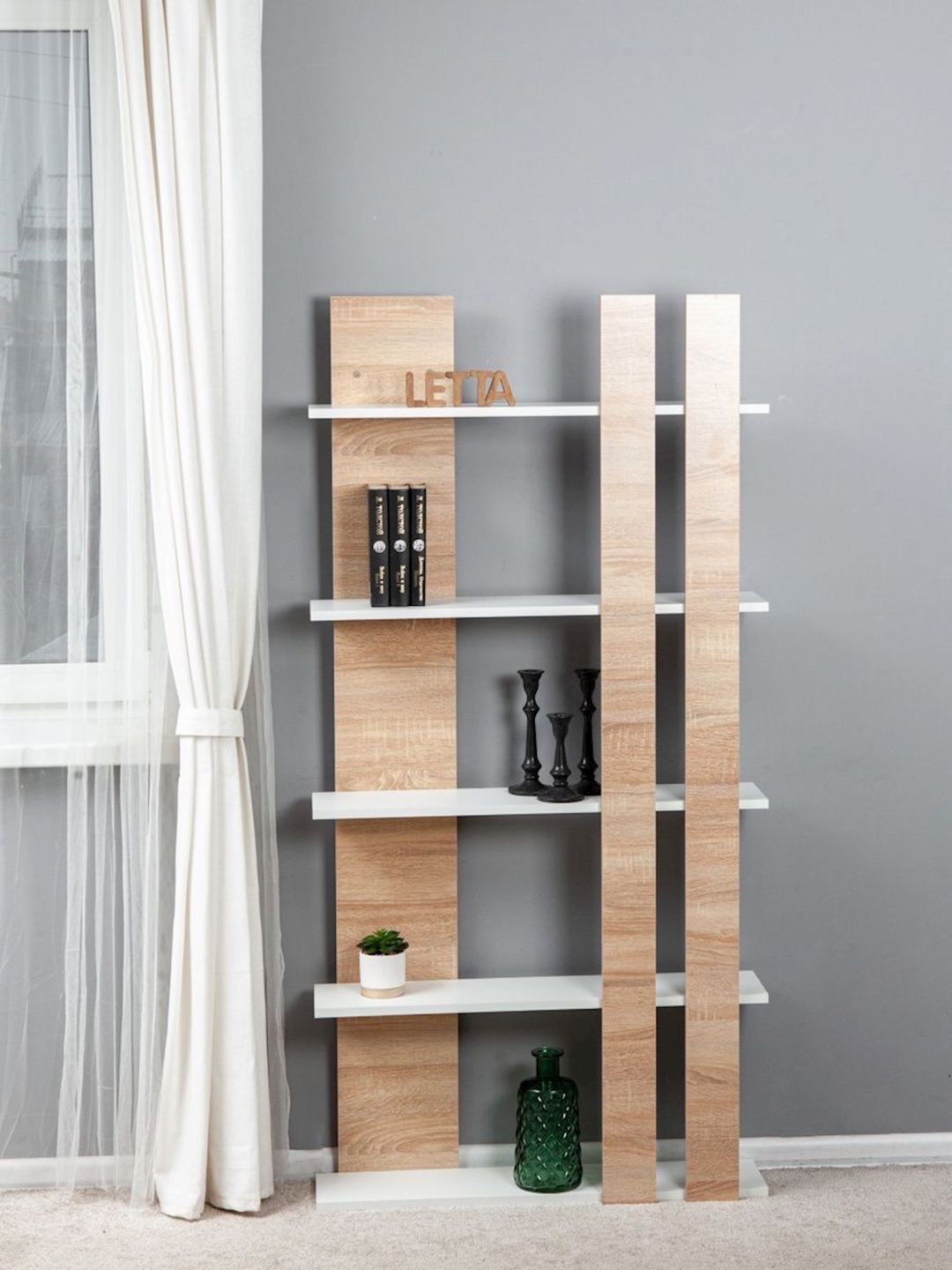 Stellaj Letta, ağ/bej, Ldsp, 80x20x160 sm — Mallar, Bakı (2)