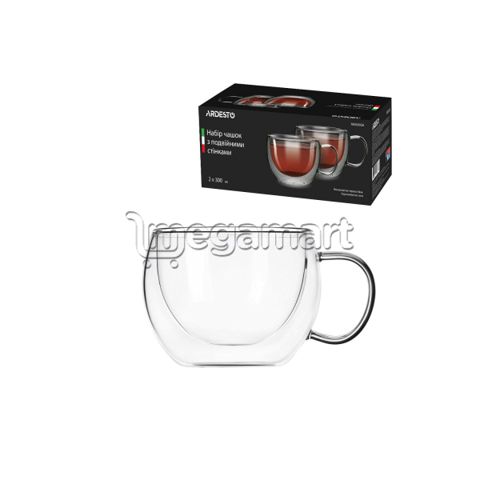 Stəkan dəsti Ardesto Doublewall mug set, 300ml, 2pcs, borosilicate glass, transparent (AR2630GH) — Bakı