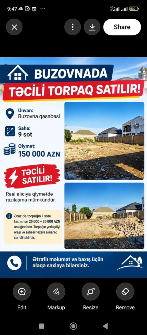 9 sot, Tikinti, Mülkiyyətçi — 150 000 ₼ · Bakı · Torpaq 9 sot, Tikinti, Mülkiyyətçi — Bakı