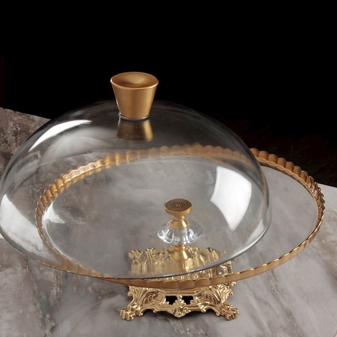 Tort qabı TQŞ-001, 33 sm, qızılı/şəffaf — Mallar, Bakı (2)
