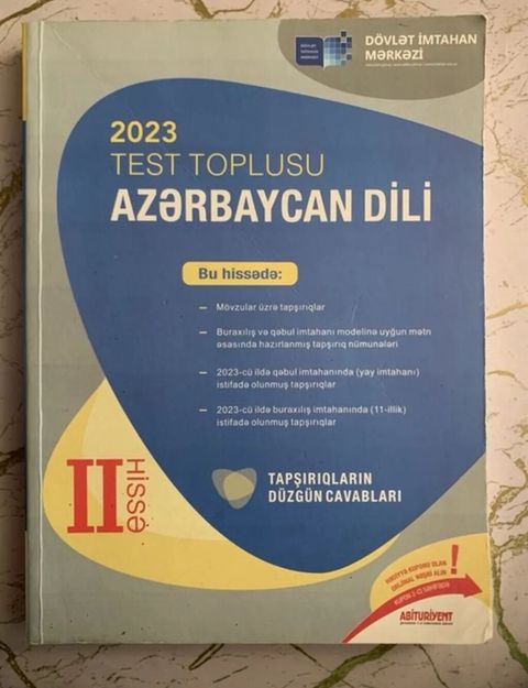 Azərbaycan dili Testlər 11-ci sinif, DİM, 2-ci hissə, 2023 il — Bakı