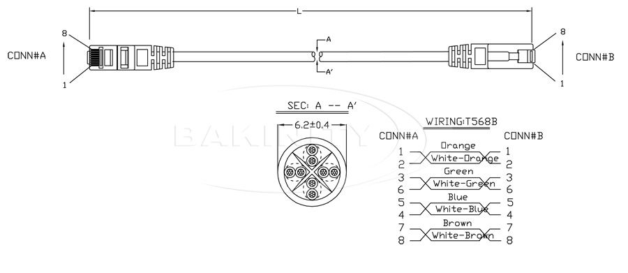 Lan kabel Hyperline U/utp Cat6 1.5m yellow — Kabel və naqillər, Bakı (2)