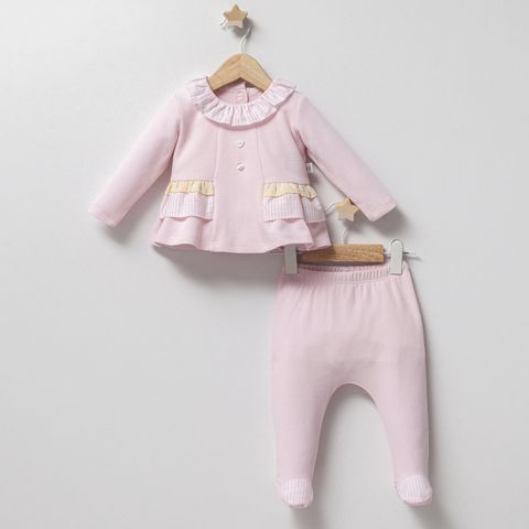 Qızlar üçün şalvarlı dəst Tongs Baby 5063T, çəhrayı, pambıq, ölçü 0-1 ay — Bakı