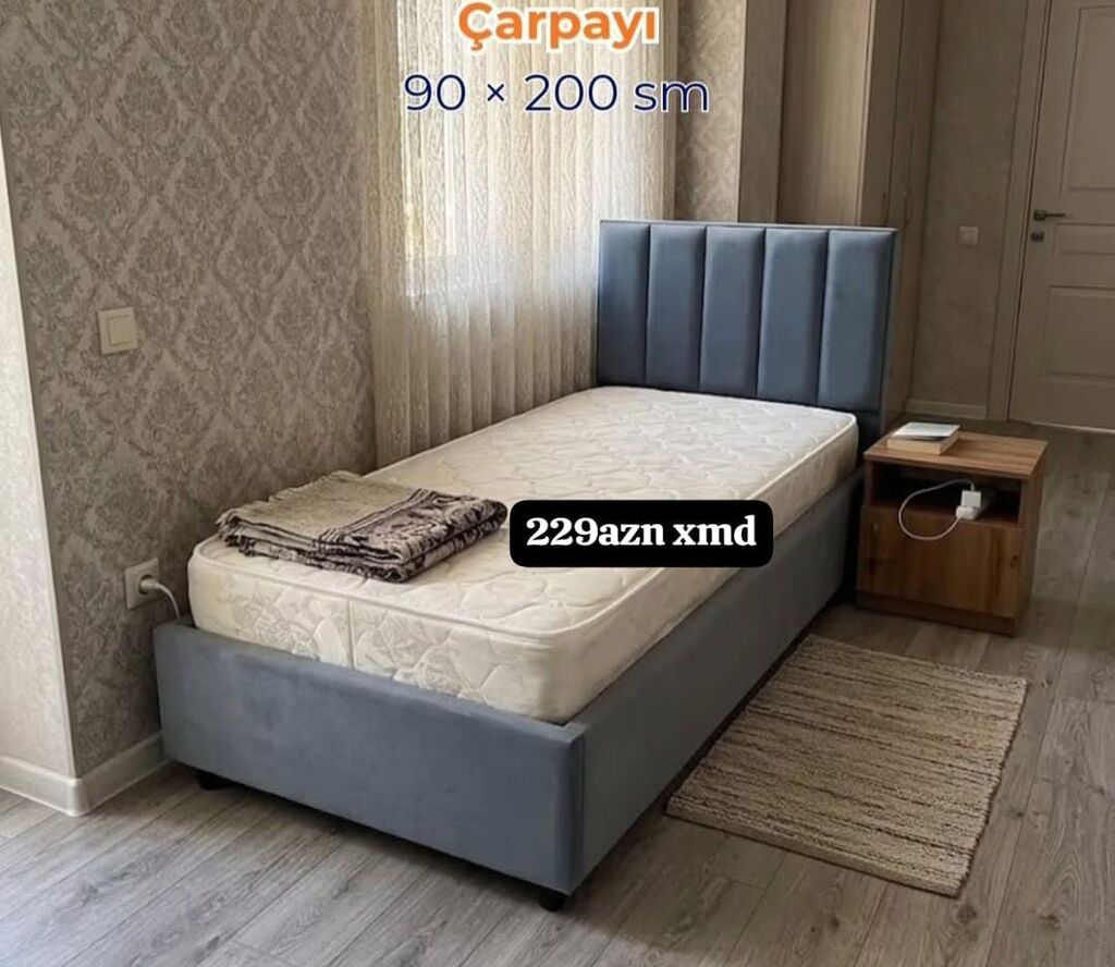 Çarpayı – 90 200 sm - Ölçü: 90×200 sm (tək nəfərlik) - Yumşaq — Yataqlar, Bakı