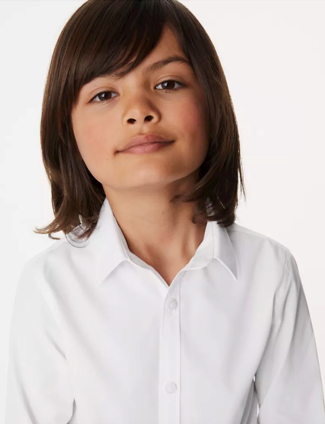 Oğlanlar üçün məktəbli uzunqol köynək Marks & Spencer school shirt slim fit, ağ, polyester/pambıq, ölçü 10-11 yaş — Mallar, Bakı (3)