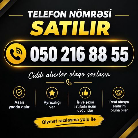 Nömrə: 050 2168855 İşlənmiş — 1 900 ₼ · Saray · Sim kartlar Nömrə: 050 2168855 İşlənmiş — Saray