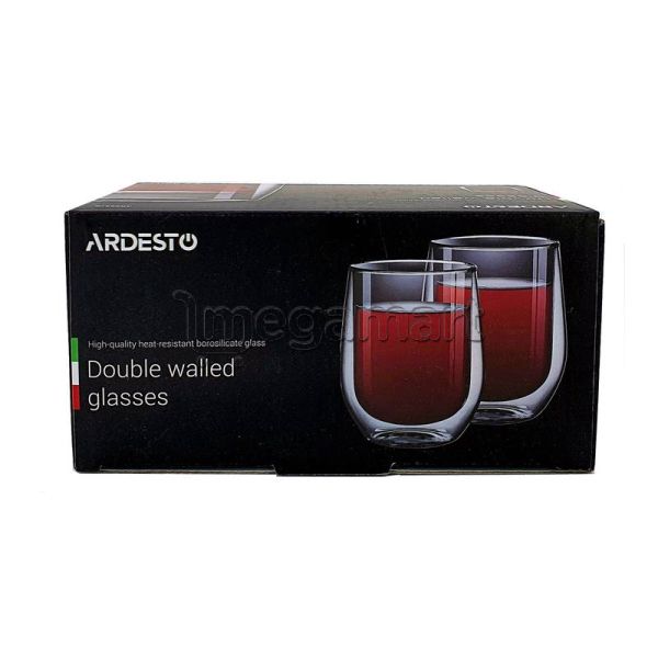 Stəkan dəsti Ardesto Doublewall mug set, 320ml, 2pcs, borosilicate glass, transparent (AR2637G) — Bişirmə qabları, Bakı (2)