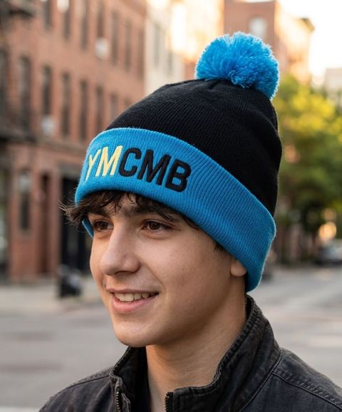 Ymcmb papaq - Model: Ymcmb loqolu toxunma qış papağı - Rənglər: qara — Bakı