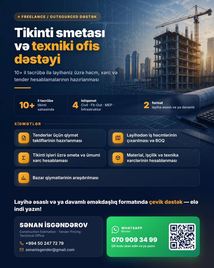 Tender qiymət təklifi, BOQ və smeta hazırlanması — Təmir və inşaat, Bakı