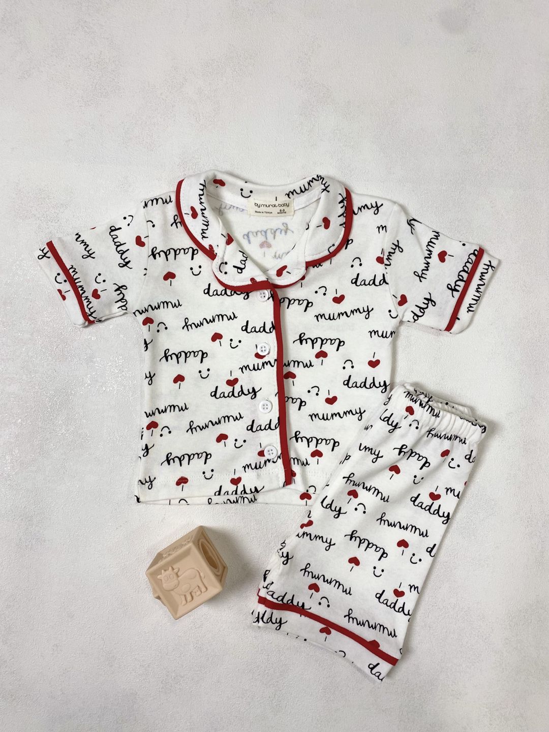 Qızlar üçün şortlu pijama dəsti 649-15644, pambıq, ağ, 18-24 ay, 2 əşya — Mallar, Bakı