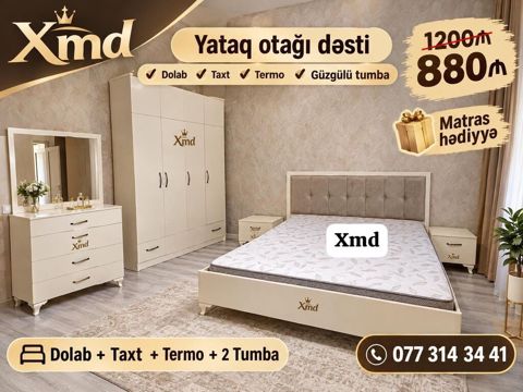 Xmd yataq otağı dəsti Komplekt: - Dolab (çox bölməli, asılqan və — 880 ₼ · Bakı · Yataq otağı mobilya dəstləri Xmd yataq otağı dəsti Komplekt: - Dolab (çox bölməli, asılqan və — Bakı