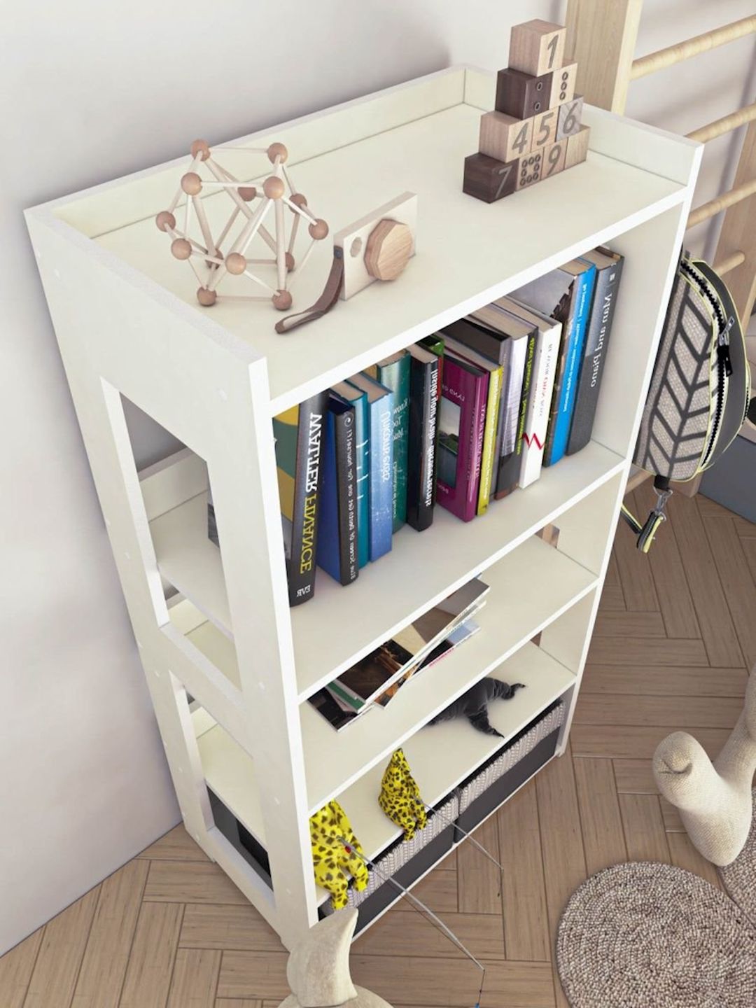 Stellaj 3563_StellajEtajWhite, 110x58.2x34 sm, Ldsp, ağ — Mallar, Bakı (3)