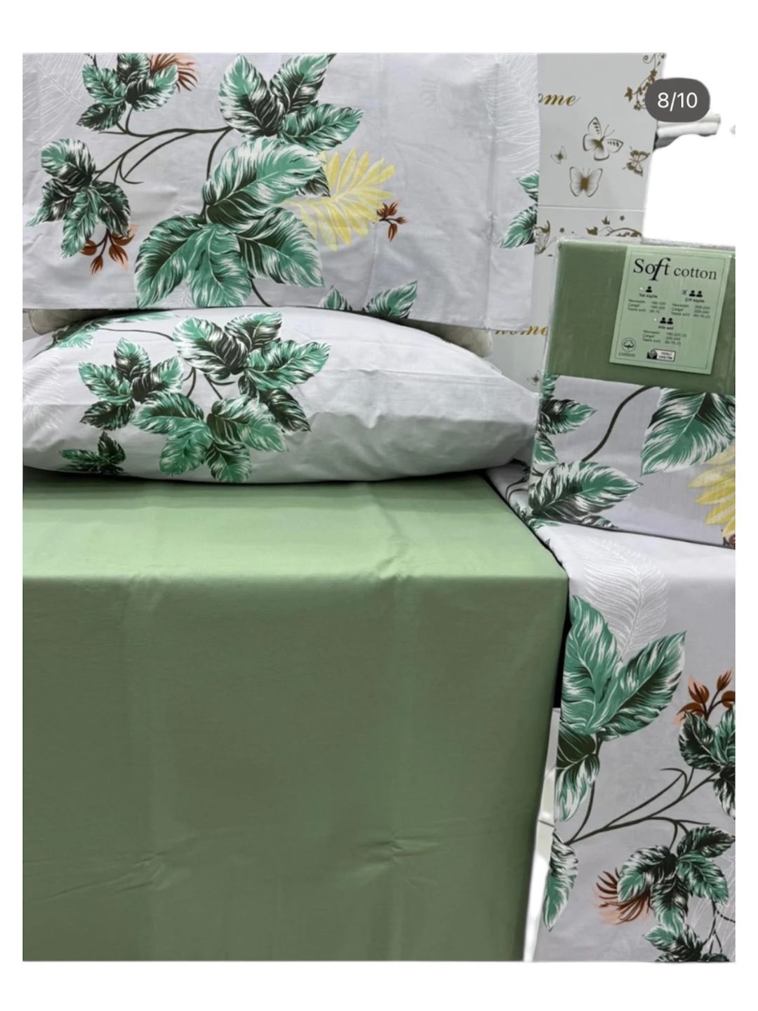 Yataq dəsti Soft Cotton S1, mələfə 160x220 sm, yorğan üzü 160x220 sm, yastıq üzü 50x70 sm, birnəfərlik, pambıq, yaşıl — Mallar, Bakı