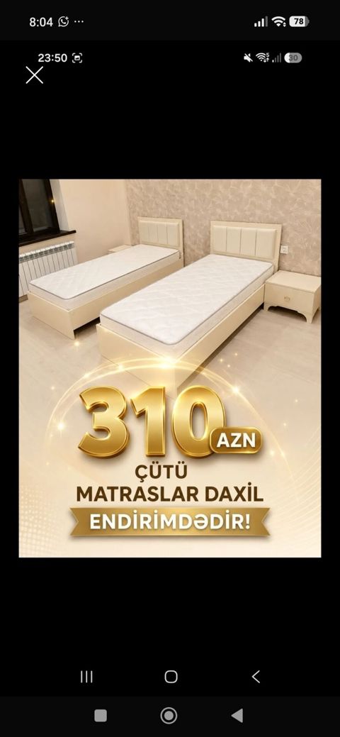İkili tək nəfərlik çarpayı dəsti – Matraslar Daxil - Dəst: 2 ədəd tək — Bakı