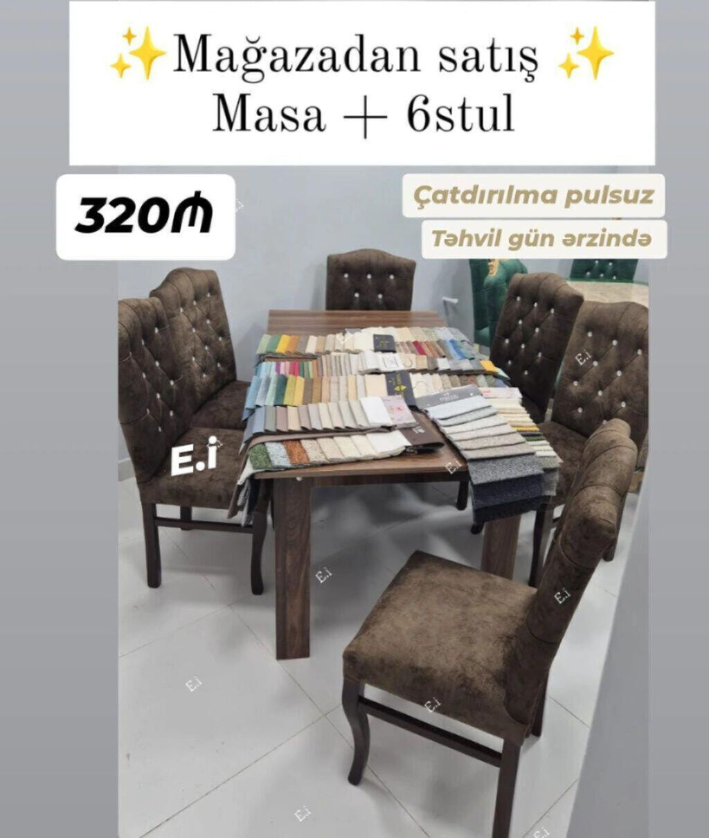 Masa dəsti Masa +6 Stull Masa bağlı: 90×1. 70:320₼ — Masalar və stullar, Bakı (2)