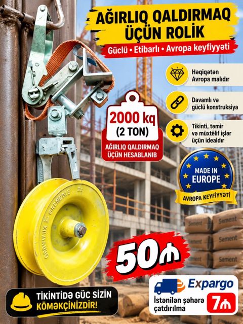 Ağırliq qaldırmaq üçün rolik. Həqiqətən Avropa malıdır. 2000 kq(2 ton) — Lənkəran