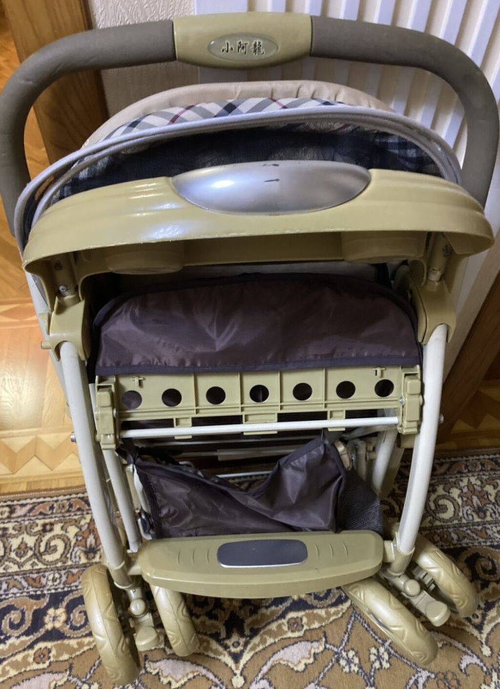 Uşaq arabası – “MY Baby” yazılı, bej-qəhvəyi rəng palitrası və dama — Arabalalar, Bakı (6)