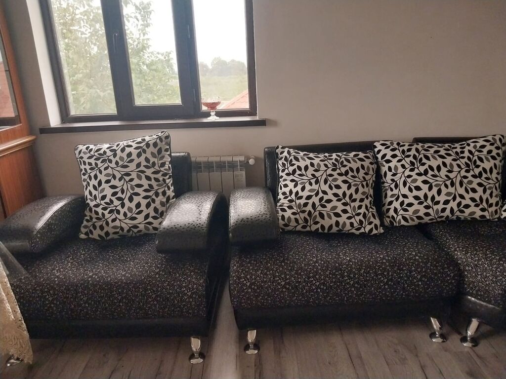 L‑şəkilli yumşaq künc dəsti və şüşə sehpadan ibarət qonaq otağı mebel — Qonaq otağı üçün, Xaçmaz (4)