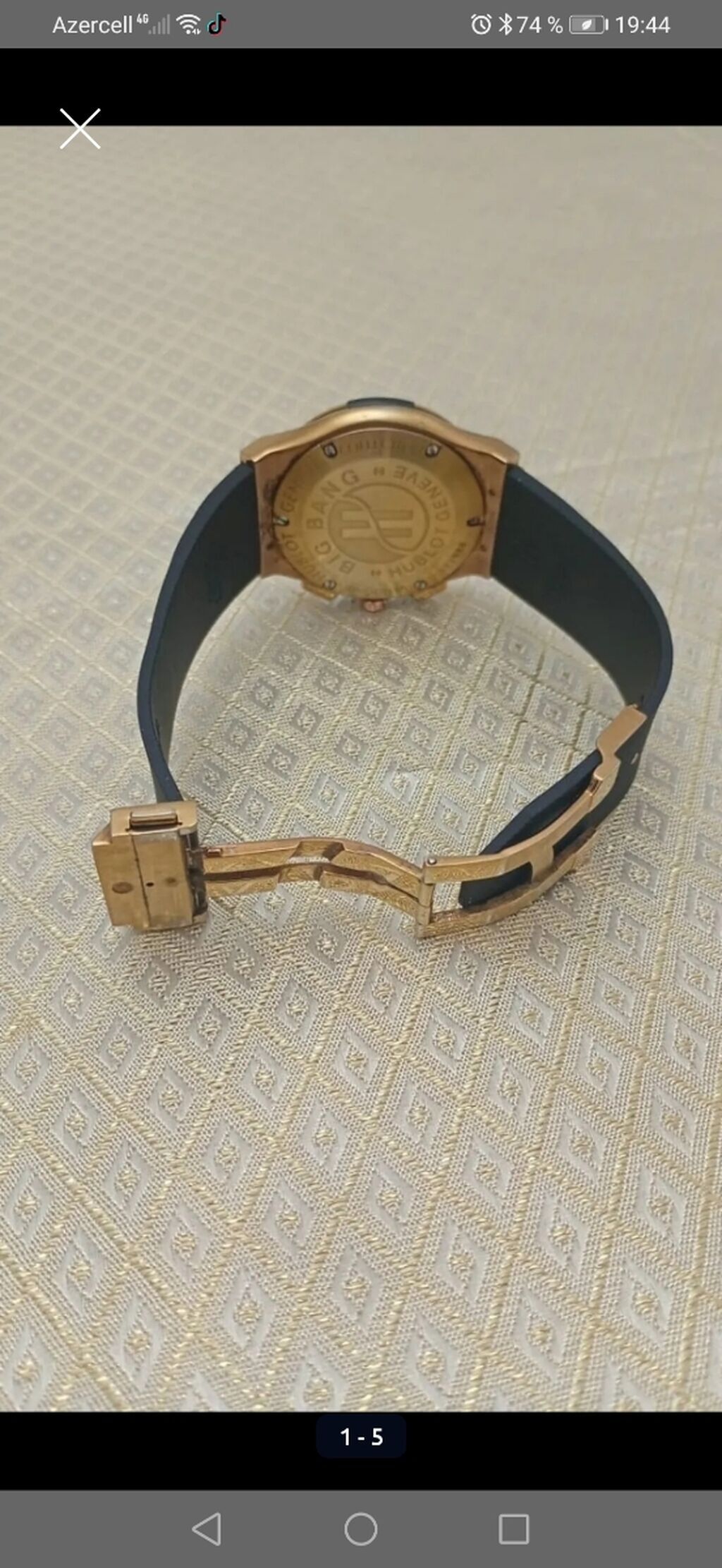 Hublot üslubunda kişi qol saatı - Korpus: qızılı tonlu metal, ön — Qol saatları, Bakı (5)