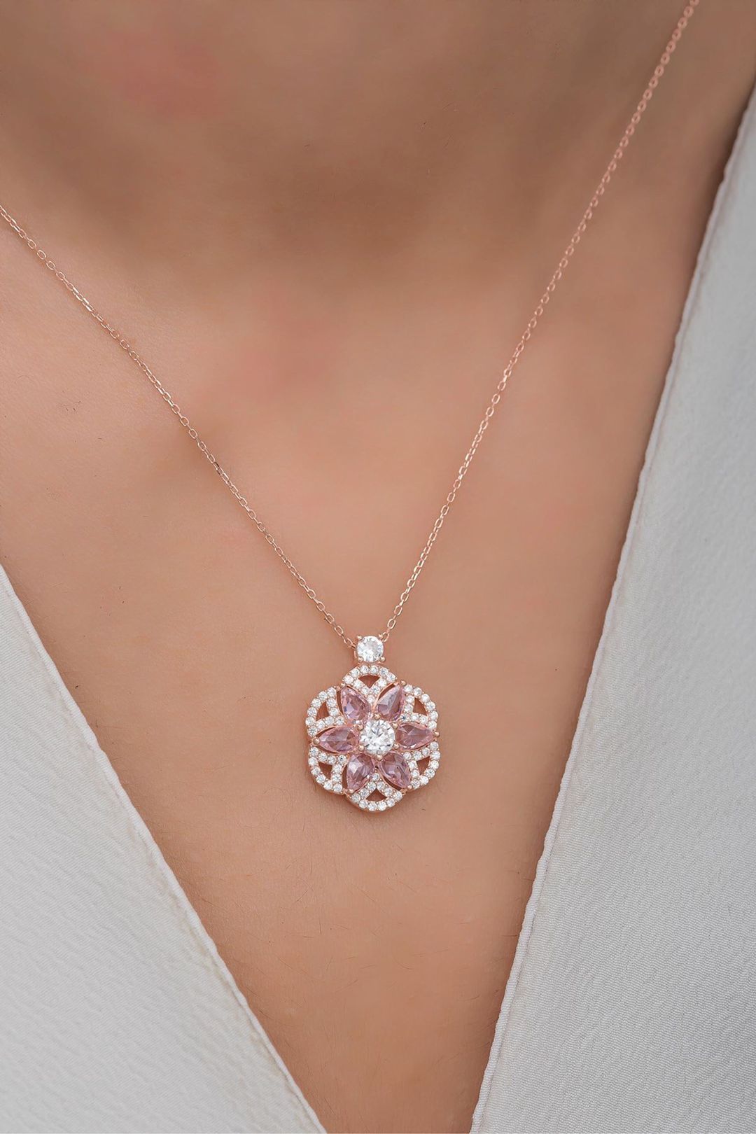 Gümüş boyunbağı Samiloglu1285 Rose gold, sirkon — Mallar, Bakı