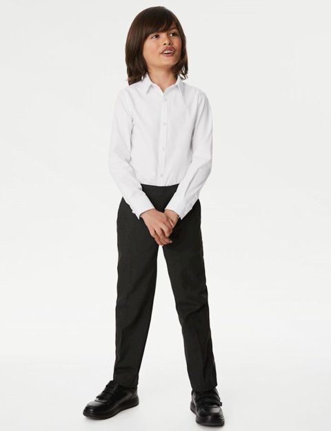 Oğlanlar üçün məktəbli uzunqol köynək Marks & Spencer school shirt slim fit, ağ, polyester/pambıq, ölçü 10-11 yaş — Bakı