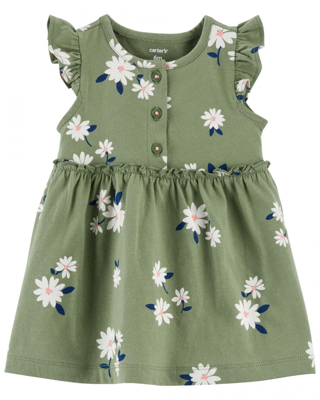 Carters Оливковое платье с белыми ромашками и воланами 12 M — Mallar, Bakı (2)