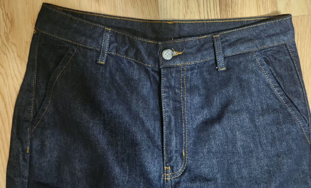 Qadın üçün tünd mavi geniş kəsimli cins şalvar - Model: düz, geniş — Jinslər, Bakı (6)
