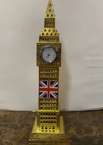 Suvenir Big Ben modeli, dünyaca məşhur memarlıq, Londondan, alaşımlı metal, əl işi, ofis ornamenti, qızılı - prl_0049 — Mallar, Bakı (3)