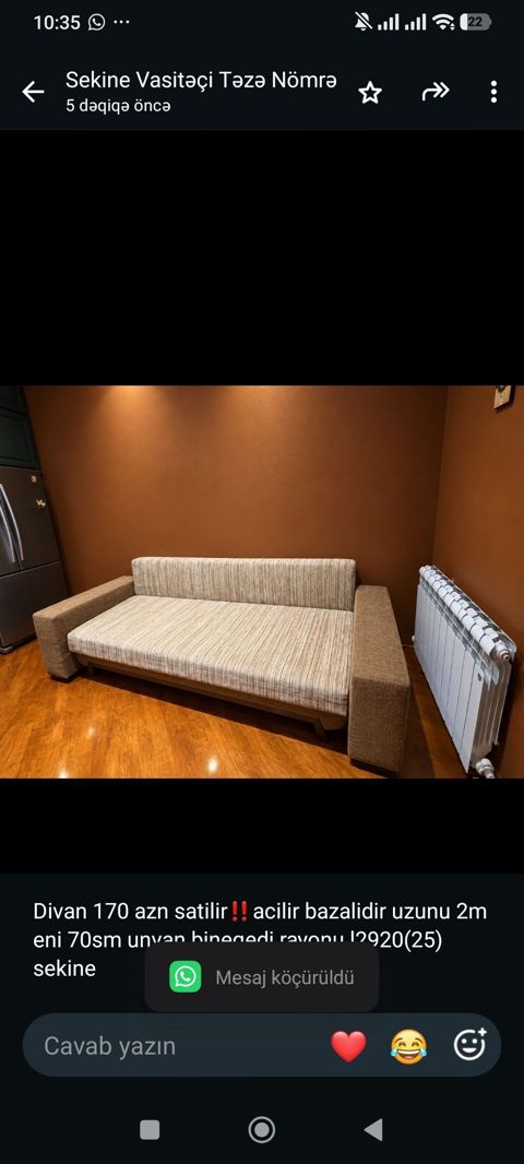 Divan 170 azn satilir‼ acilir bazalidir uzunu 2m eni 70sm unvan — 170 ₼ · Bakı · Divanlər Divan 170 azn satilir‼ acilir bazalidir uzunu 2m eni 70sm unvan — Bakı