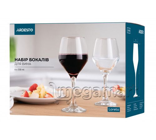 Şərab qədəhləri dəsti Ardesto Loreto, 330ml, 6pcs (AR2633LW — Qablar və mətbəx əşyaları, Bakı (2)