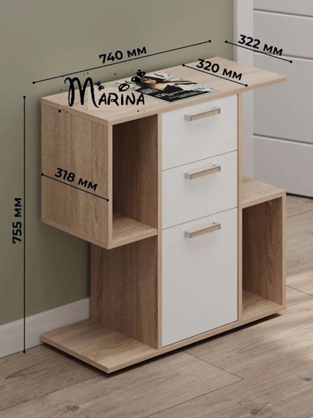 Tumba Letta 3563_M25TumChilZetMix, Ldsp, 75.5x32x74 sm, ağ/qəhvəyi — Mallar, Bakı (2)