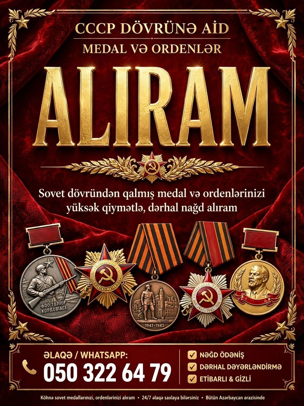 Cccp dövrünə aid olan medal və ordenləri alırıq — Digər, Bakı