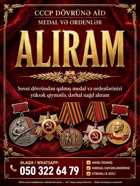 Cccp dövrünə aid olan medal və ordenləri alırıq — Bakı