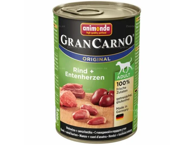 Mal əti və ördək ürəyi olan yetkin itlər üçün Gran Carno Adult, 400 q — Zoo.az
