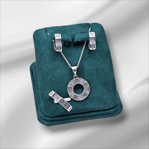Zinət dəsti kulonlu zəncir, sırğa və üzük SS-1899, gümüş 925 əyar — 195 ₼ · Bakı · Mallar Zinət dəsti kulonlu zəncir, sırğa və üzük SS-1899, gümüş 925 əyar — Bakı