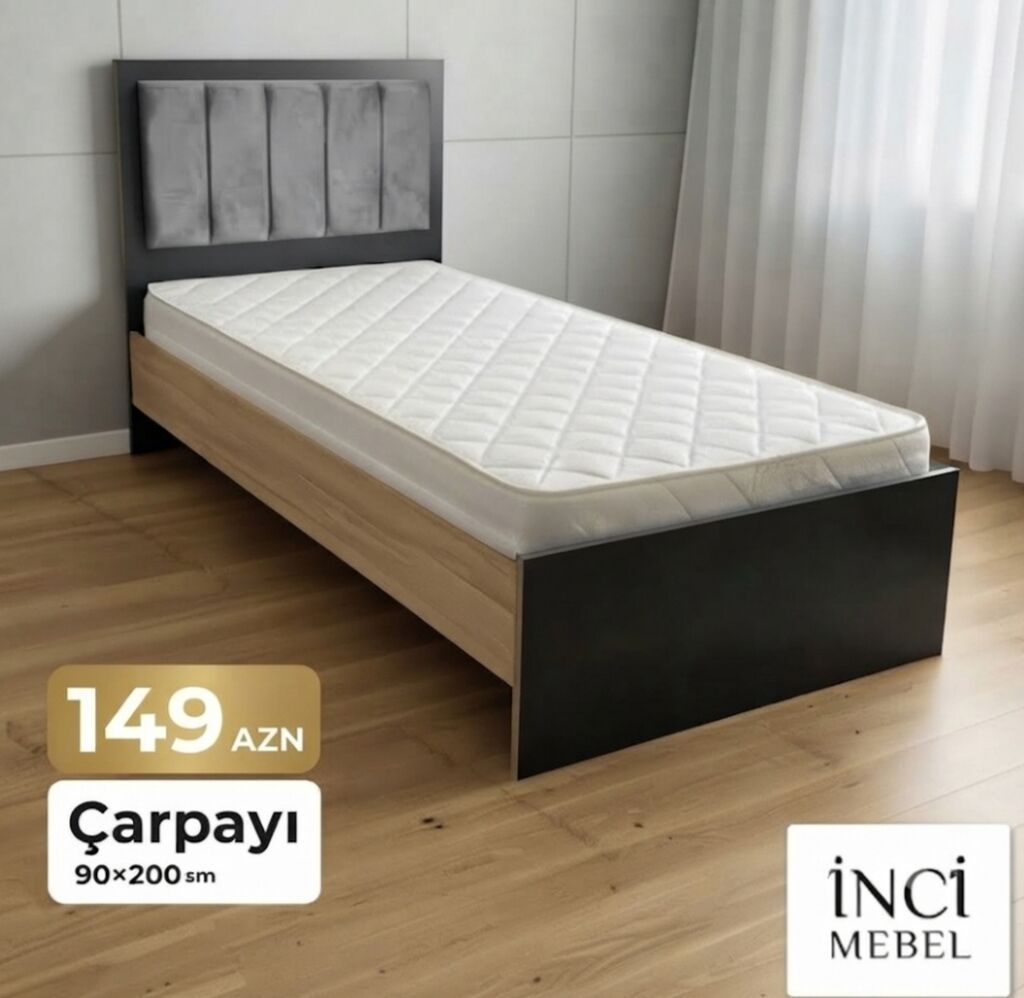 Yeni, Təknəfərlik çarpayı, Bazasız, Matras ilə, Siyirməsiz — Yataqlar, Bakı