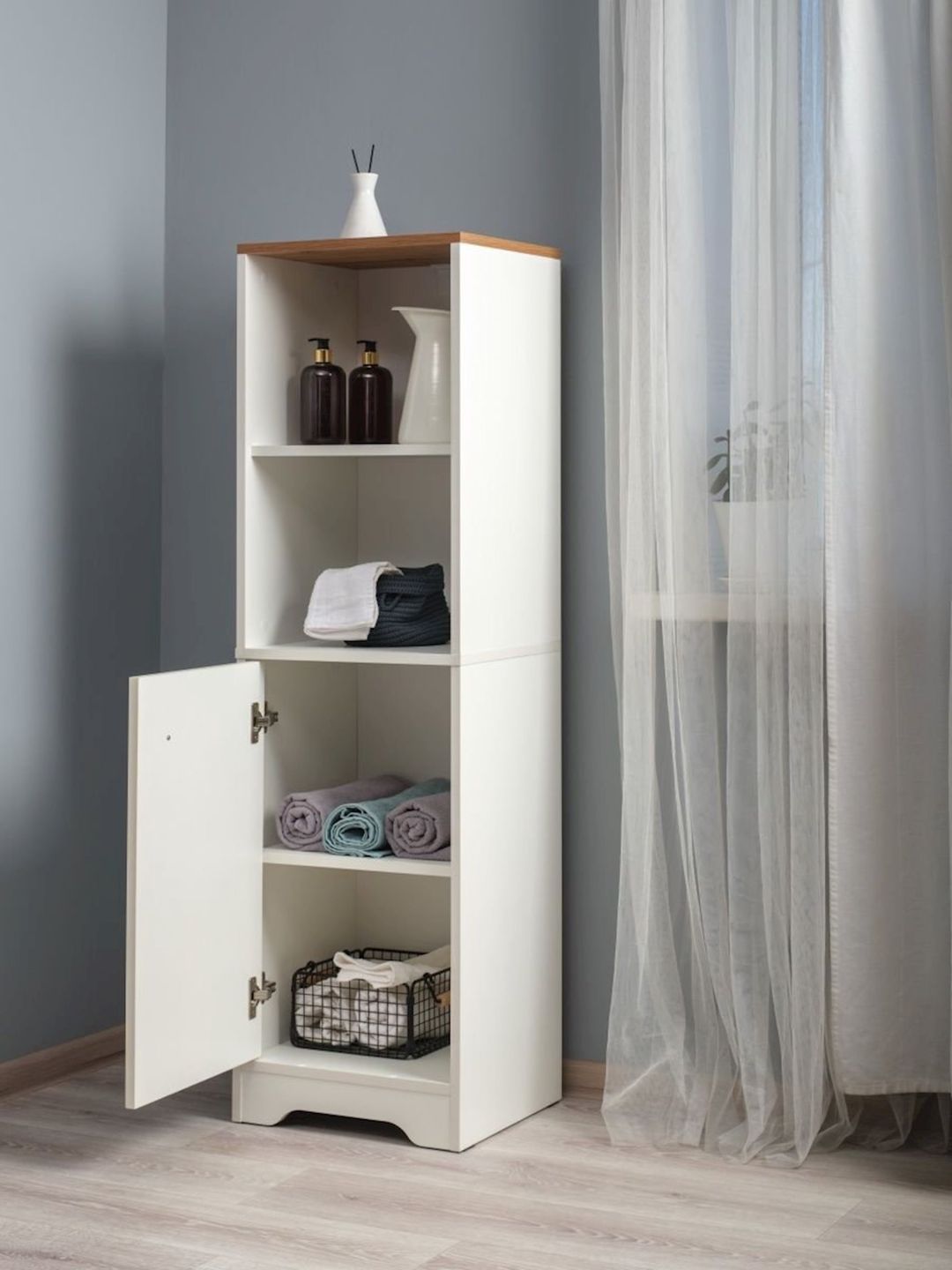 Stellaj 3563_StellajPenalWhite, 137x40x35.4 sm, Ldsp, ağ — Mallar, Bakı (3)