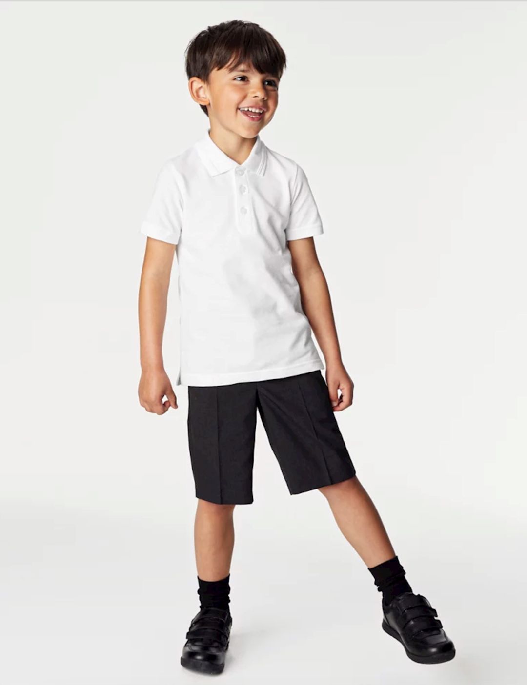 Oğlanlar üçün 2 ədədli məktəbli qısaqol polo dəsti Marks & Spencer school polo shirts, ağ, pambıq, ölçü 12-13 yaş — Mallar, Bakı (3)