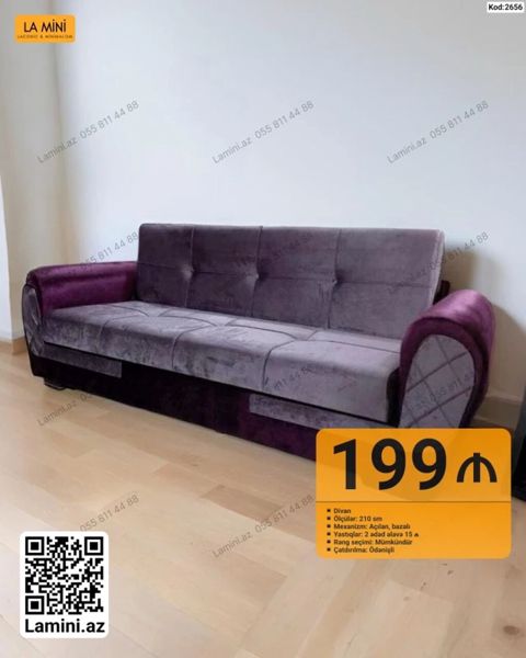 Divan - Ölçü: 210 sm - Mexanizm: açılan, bazalı (yataq funksiyalı və — 199 ₼ · Bakı · Divanlər Divan - Ölçü: 210 sm - Mexanizm: açılan, bazalı (yataq funksiyalı və — Bakı