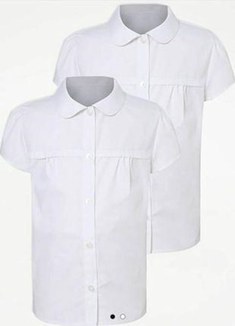 Qızlar üçün 2 ədədli məktəbli qısaqol köynək dəsti George school blouses, ağ, polyester/pambıq, ölçü 8-9 yaş — Bakı
