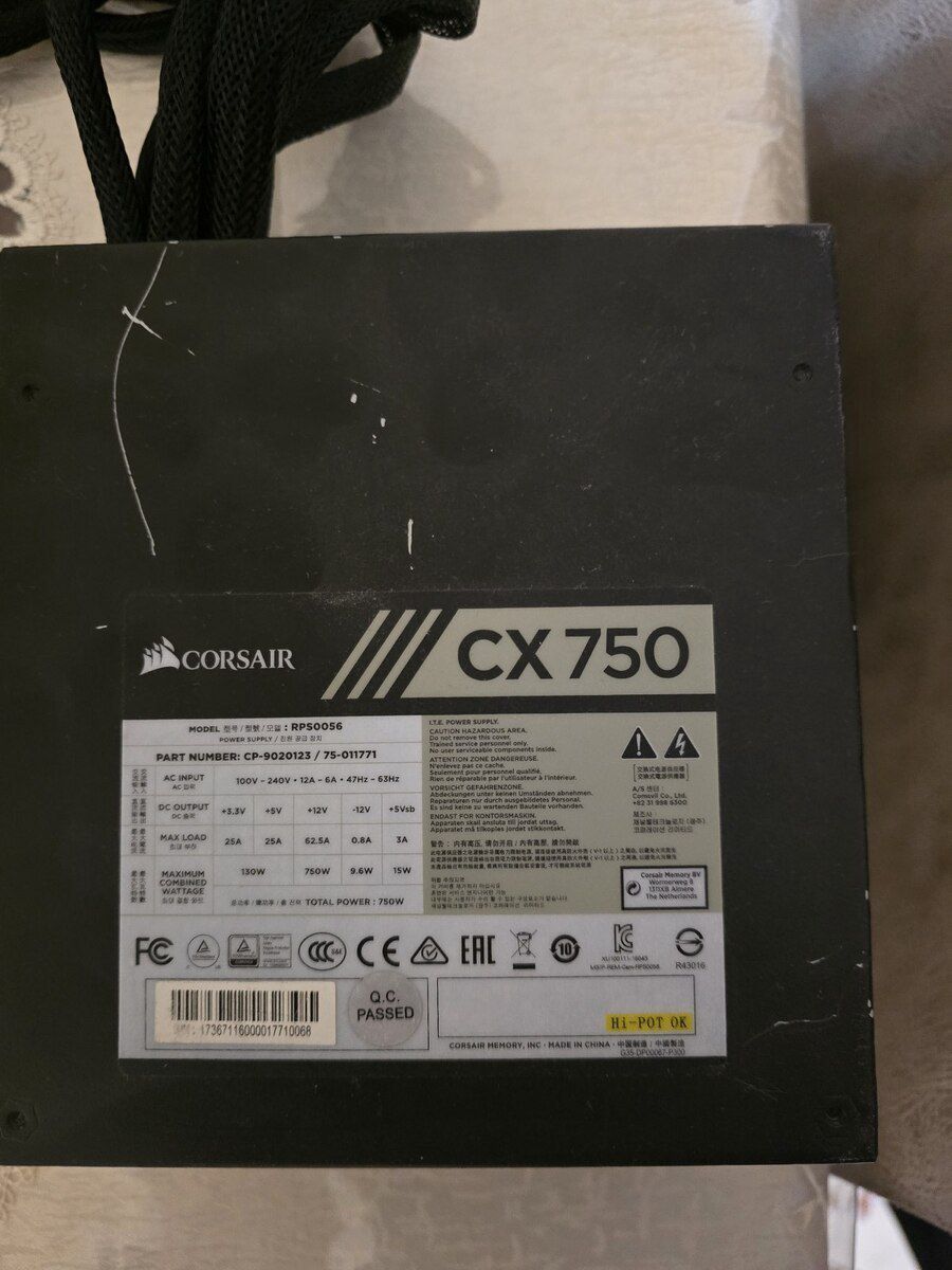 Qida bloku Corsair CX 750wt 80+ Bronze — Kompüterlər və noutbuklar, Bakı (4)