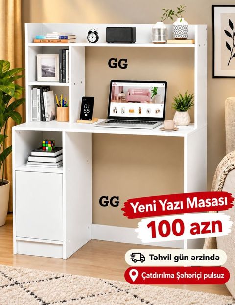 Künc masa, Stulsuz, Polkalı, Siyirməsiz, Sadə laminat — 100 ₼ · Bakı · Kompüter masaları və kresloları Künc masa, Stulsuz, Polkalı, Siyirməsiz, Sadə laminat — Bakı