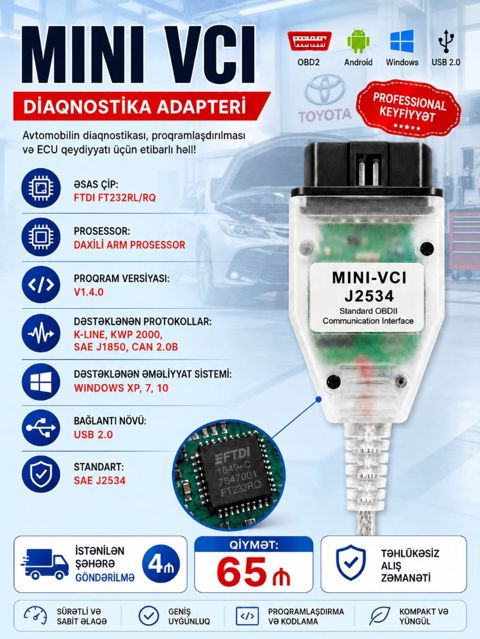 "Mini VCI" Toyota diaqnostika cihazı. Перед установкой ПО — Sahib Heydərov