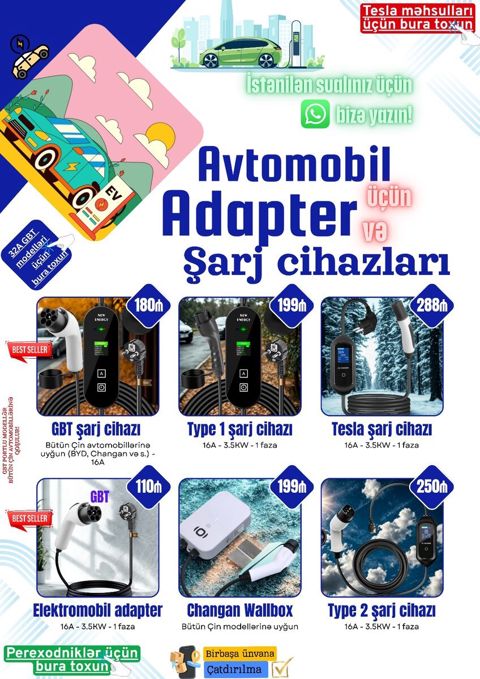 Elektromobil üçün adapterlər — Bakı