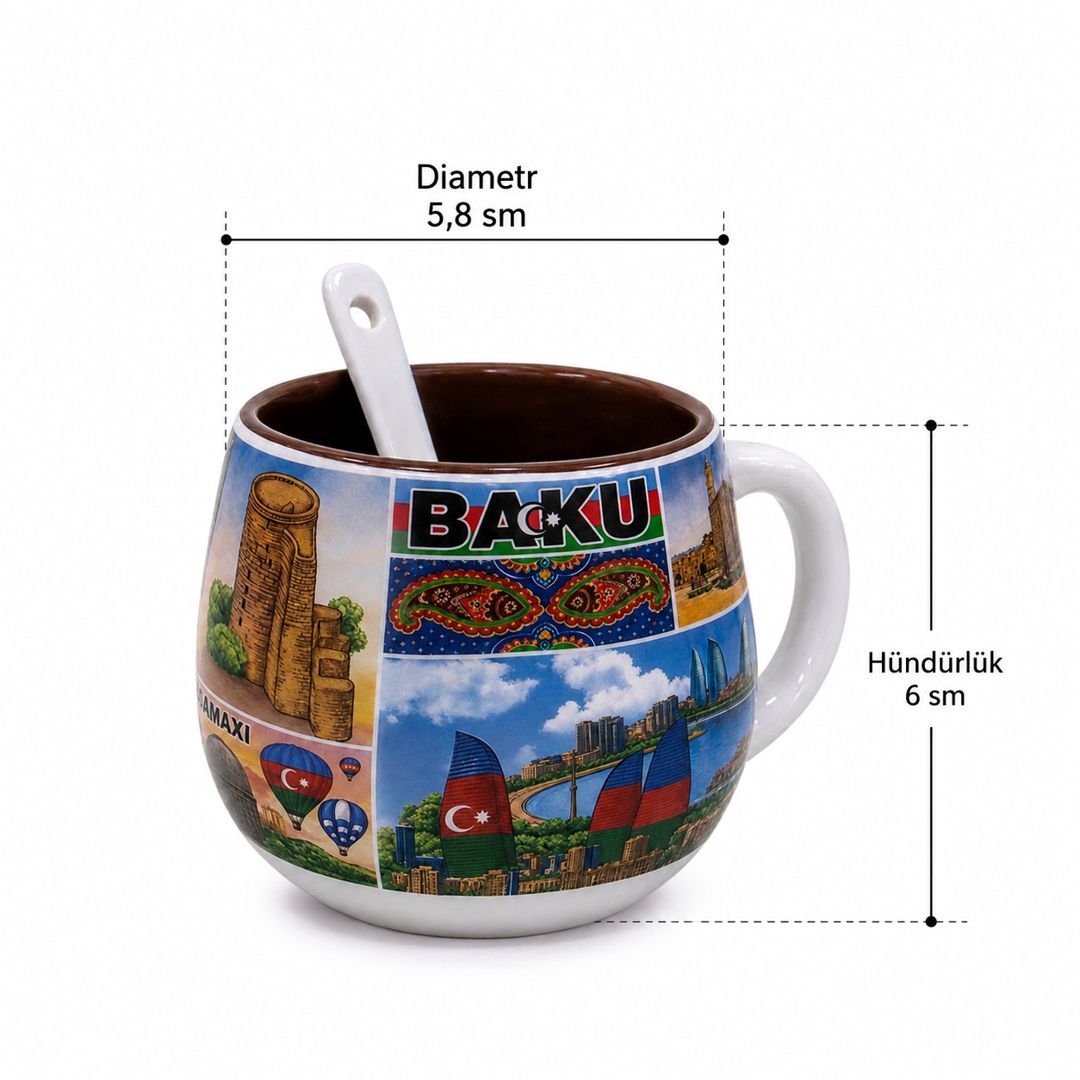 Fincan 2732352, qaşıqla, keramika, rəngbərəng, 130 ml — Mallar, Bakı (3)