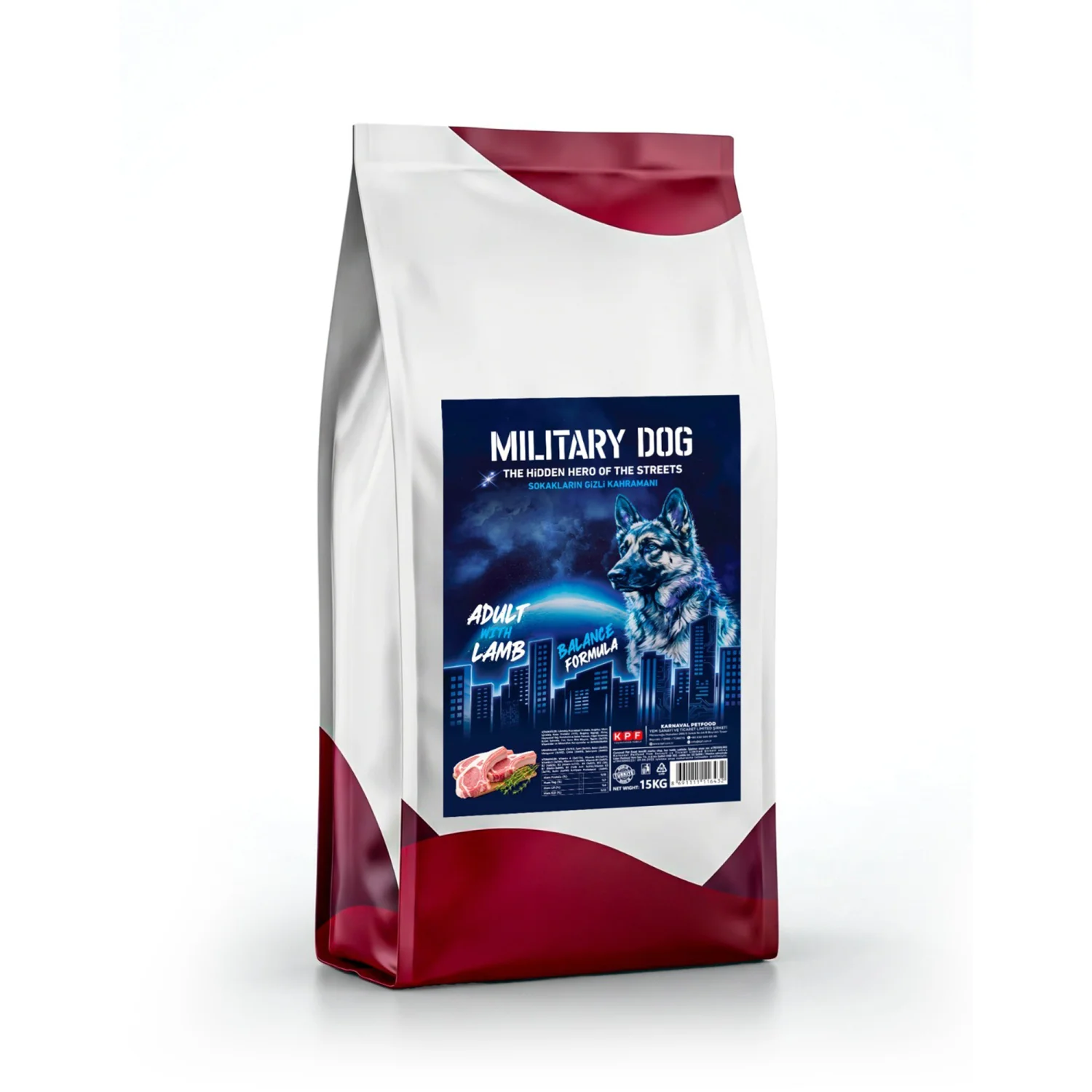 Military Dog Adult Lamb, itlər üçün quru yem, quzu əti ilə (kisə 15 kq) — Bakı