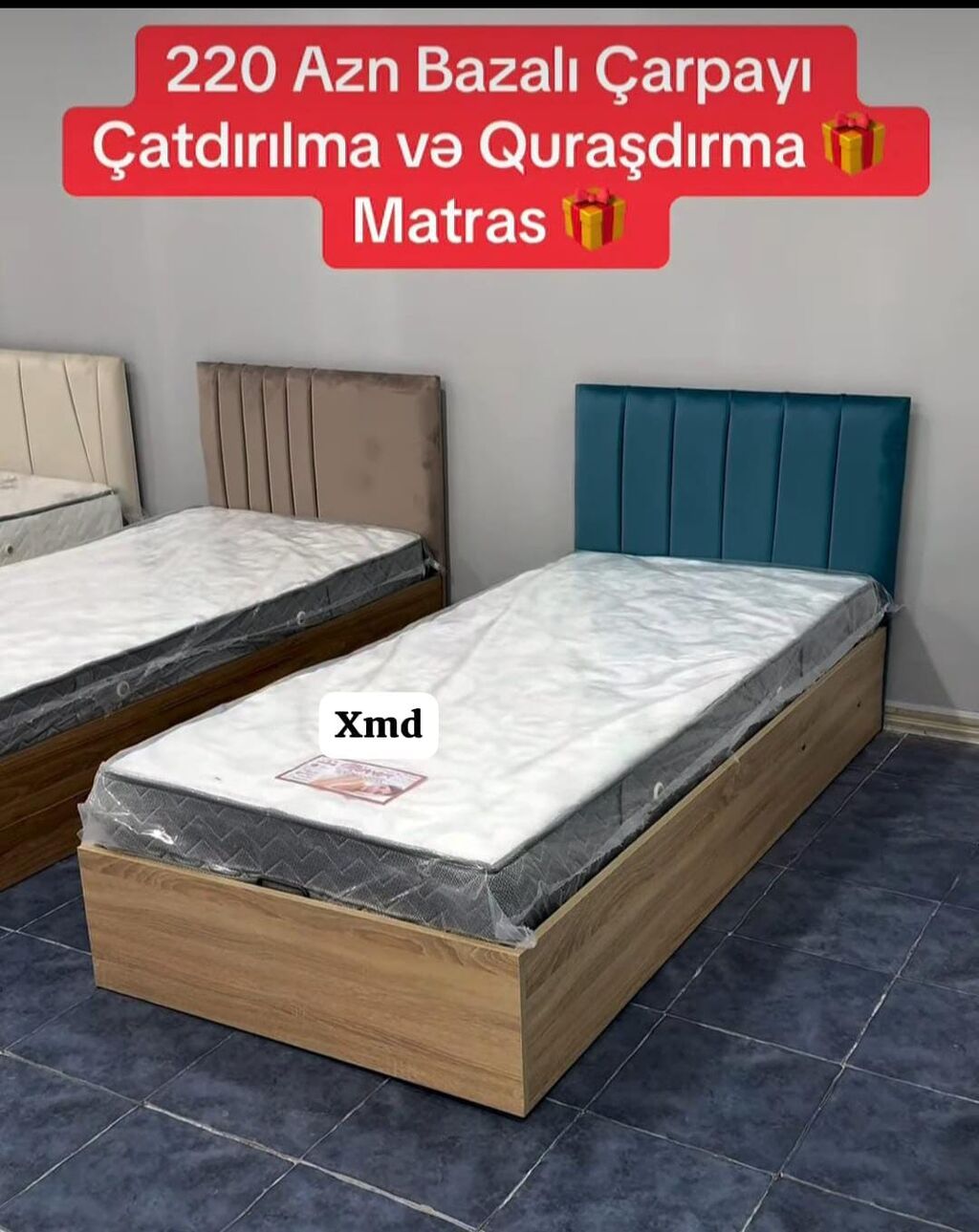 Tək nəfərlik çarpayı – müasir, kompakt dizayn - Rəng: ağ/krem tonları — Yataqlar, Bakı (10)