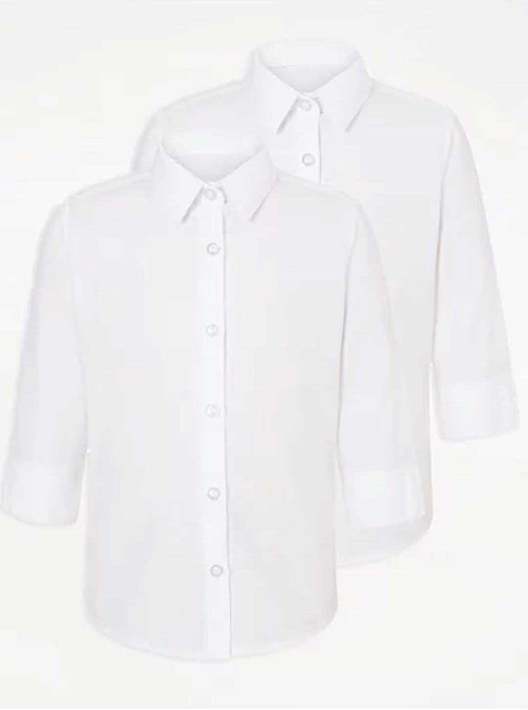 Qızlar üçün 2 ədədli məktəbli qısaqol köynək dəsti George school shirt 3/4 sleeve, ağ, polyester/pambıq, ölçü 12-13 yaş — Mallar, Bakı
