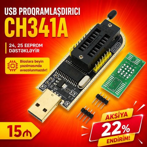 USB proqramlaşdırıcı CH341A 24 25 Eeprom dəstəkləyir. Bioslara — Sahib Heydərov