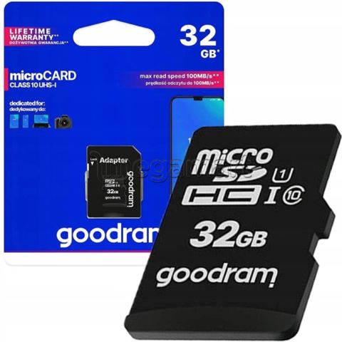 Yaddaş kartı Goodram microSDHC 32GB Class 10 UHS I + SD adapter (M1AA-0320R12) — 15.99 ₼ · Bakı · Yaddaş kartları Yaddaş kartı Goodram microSDHC 32GB Class 10 UHS I + SD adapter (M1AA-0320R12) — Bakı
